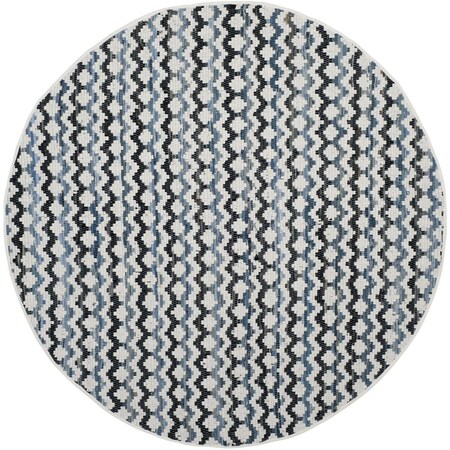 Safavieh Montauk Round Area RugIvory Blue & Black 4 x 4 ft. MTK120A-4R